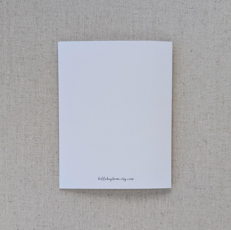 May include: Blank white card with the text "bellabaghome.etsy.com" printed in black ink at the bottom.