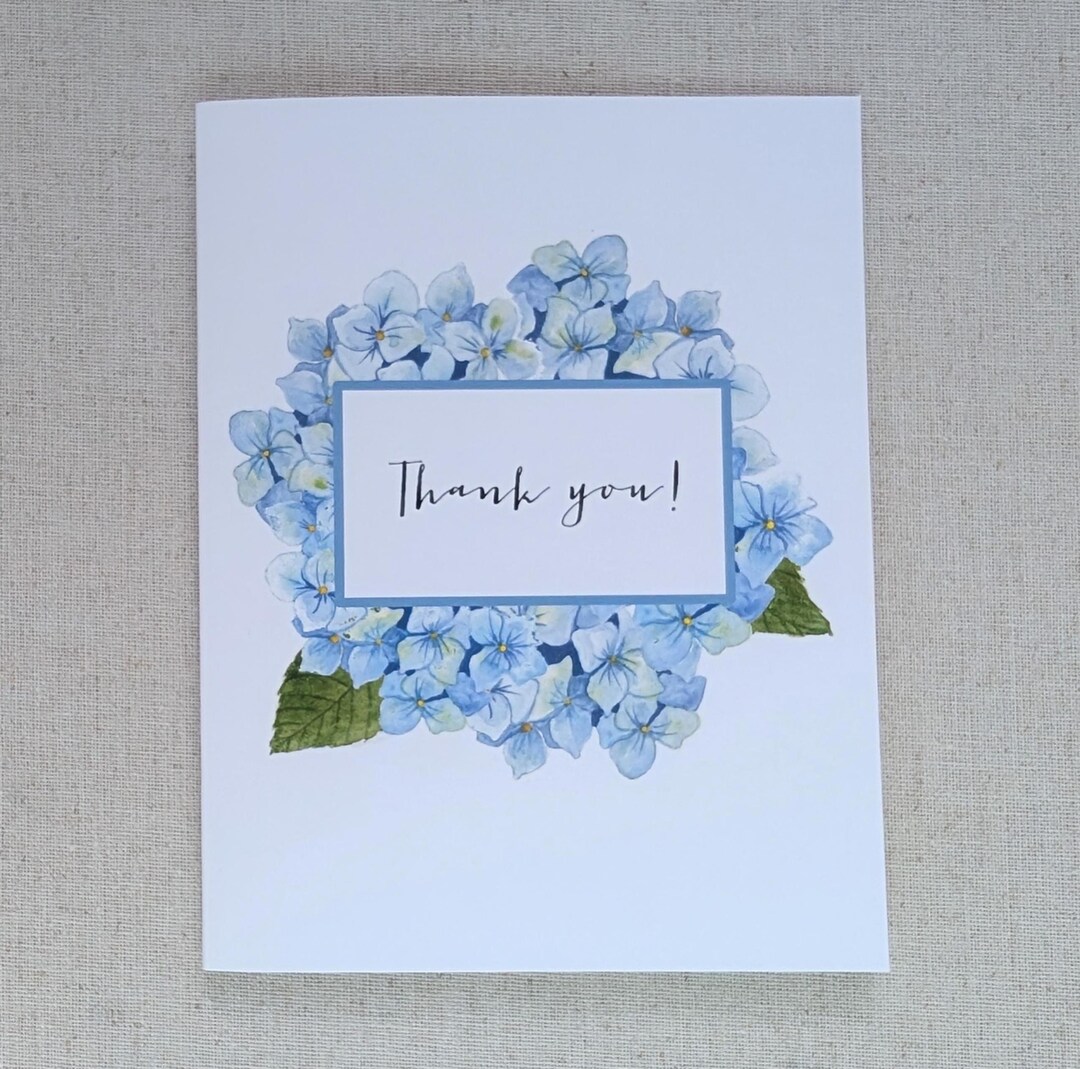 Hydrangea Thank You Note Cards, Original Watercolor Art, Set of 8 - Etsy