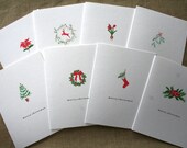 Christmas note card set, set of 8, Variety pack of Christmas cards, watercolor Christmas note cards, Folded Christmas note card set
