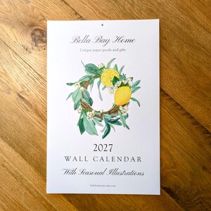 2027 Seasonal Tear-Away Hanging Wall Calendar, 11 x 17, Original Watercolor Art