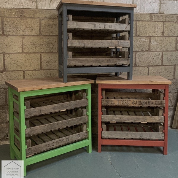 Green Handmade Rustic Reclaimed Upcycled Kitchen Island Unit