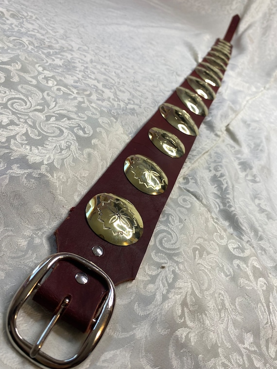 Vintage Southwestern Metal Silver Concho Wrap Belt Navajo Genuine Turquoise Silver Concho Belt Santa Fe Style 30429 main image 2