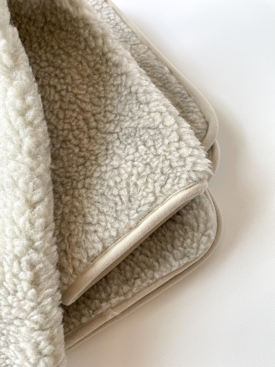 Sherpa Baby Blanket 100 Merino Wool Natural Light Gray Etsy