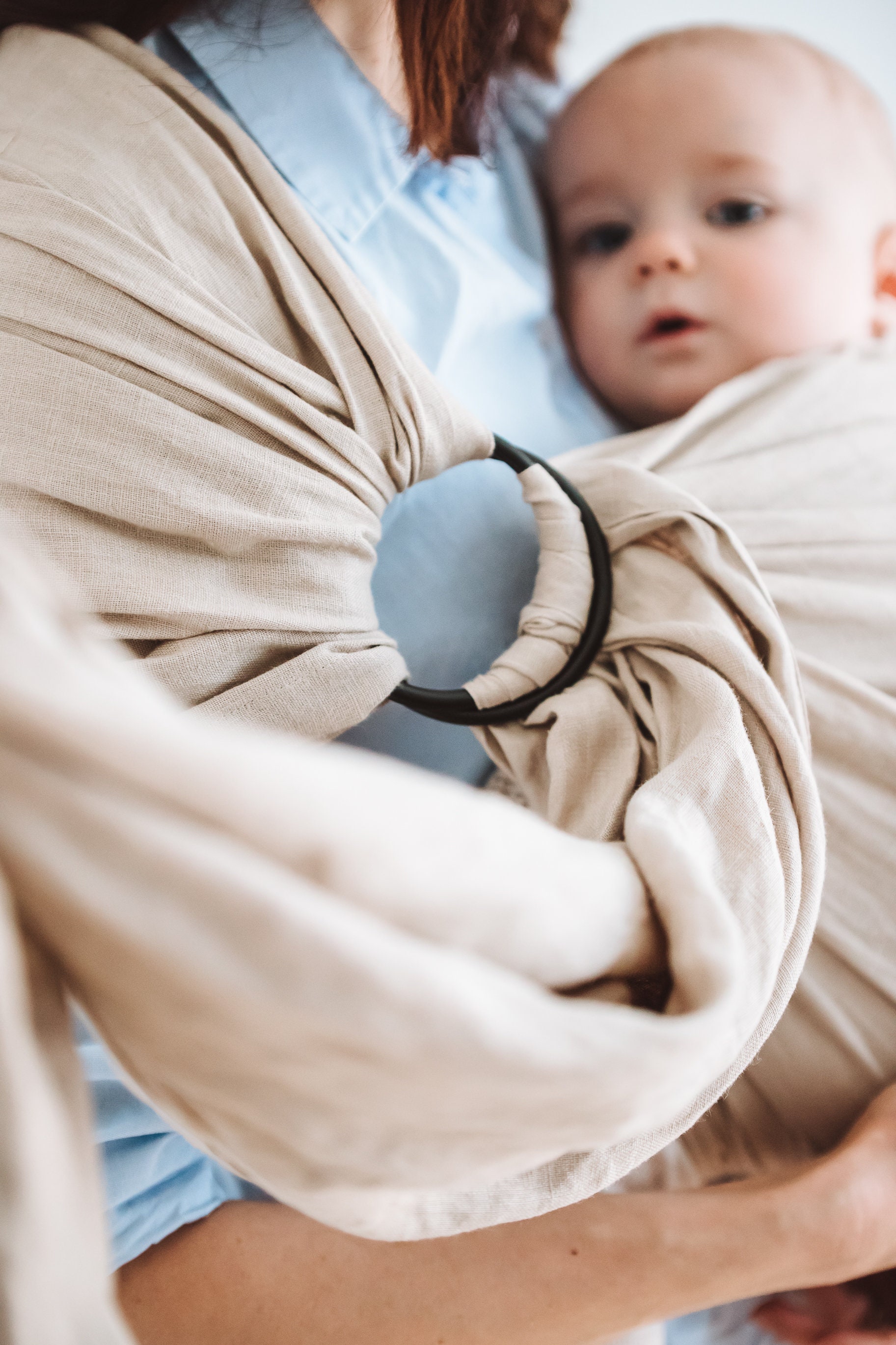 Soft linen ring sling baby carrier. Infant ring sling. Baby Etsy