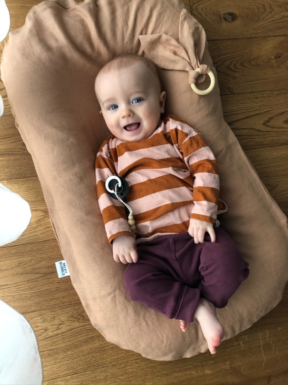 Sand yellow baby nest baby lounger linen baby lounger Etsy