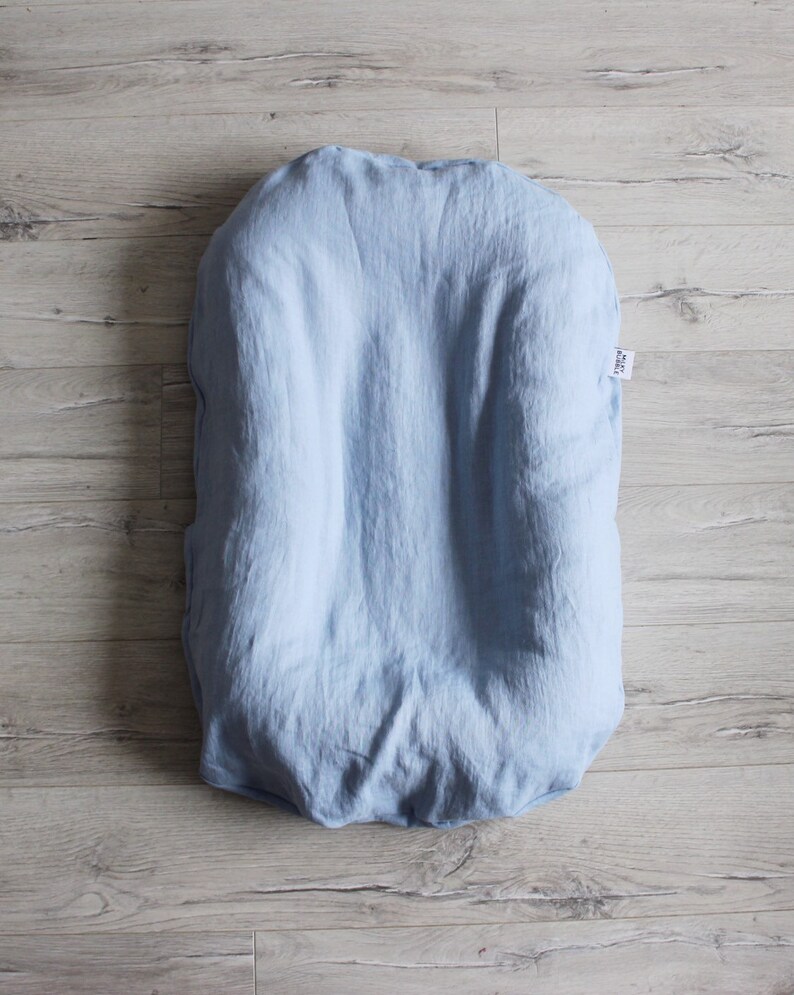 Blue Baby Nest Baby Lounger Linen Lounger Newborn Etsy