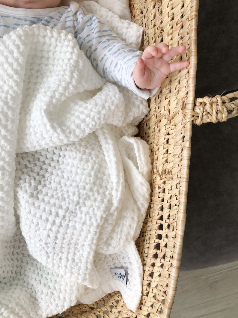 White linen baby blanket Waffle linen kids blanke. Soft linen Etsy