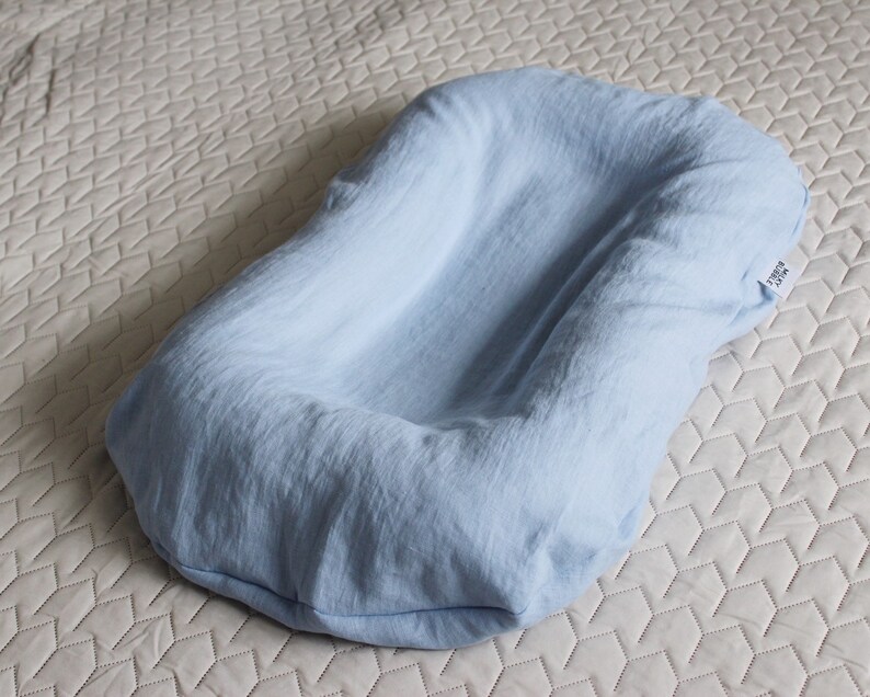 Blue Baby Nest Baby Lounger Linen Lounger Newborn Etsy