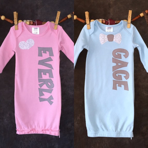 Personalized Pink Baby Girl or Blue Boy Gown. Take Home Outfit Etsy