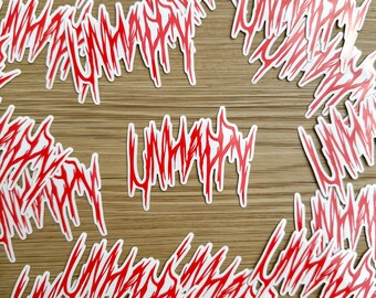 UNHAPPY Death Metal Font Vinyl Sticker