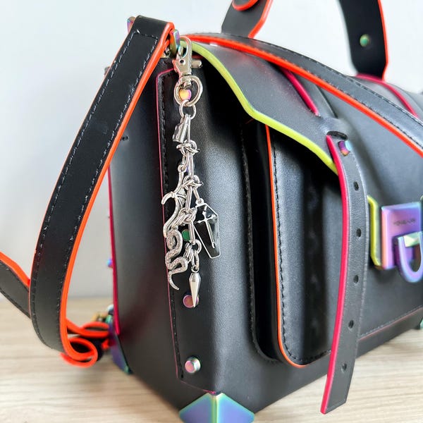 Custom Goth Charm Keychain: Barbed Wire Bag Charm, Alt Jewelry