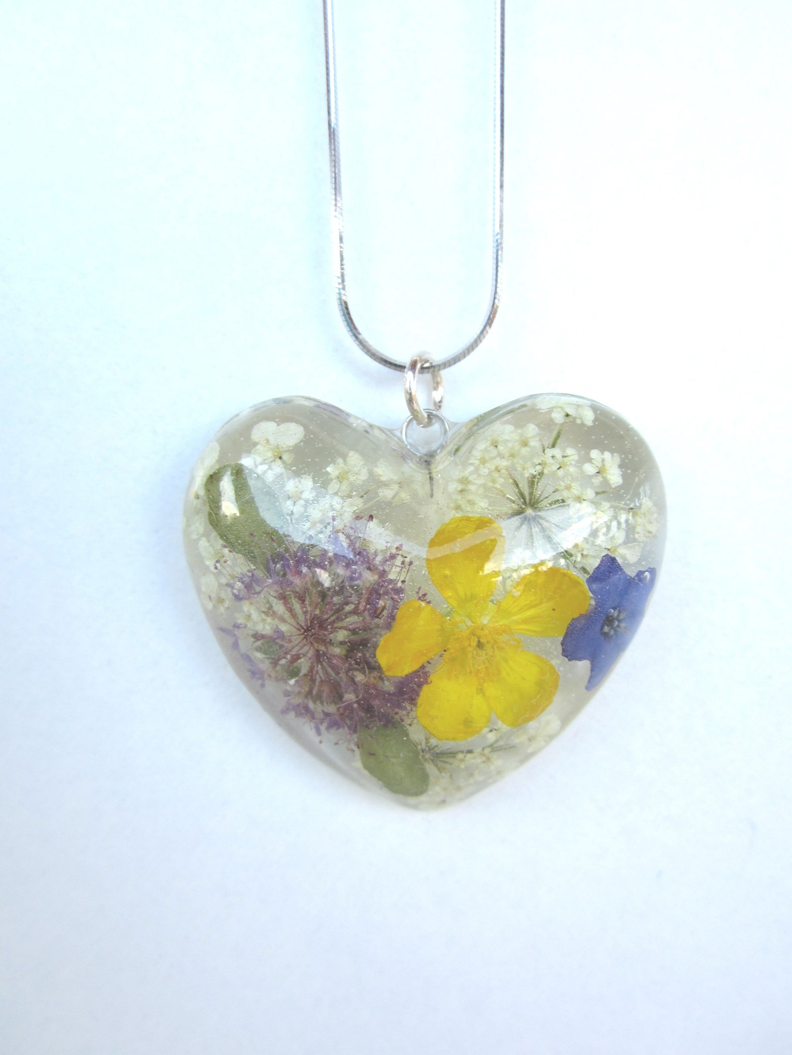 Real flowers resin necklace Dried pressed flowers necklace Etsy
