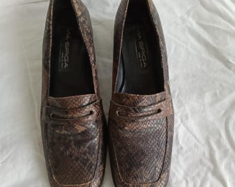 Vintage 1990's Italian Via Spiga snakeskin leather penny loafer
