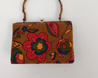 Vintage 1960*s  floral psychedelic velvet handbag