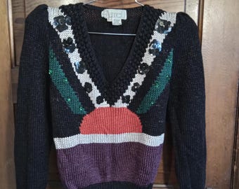 Vintage Nannell 1980's hand knit sweater