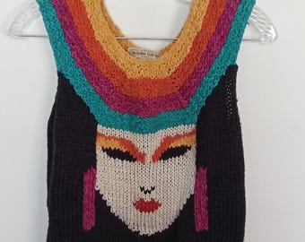 Vintage  Micheline Boucher Samurai hand knit sweater