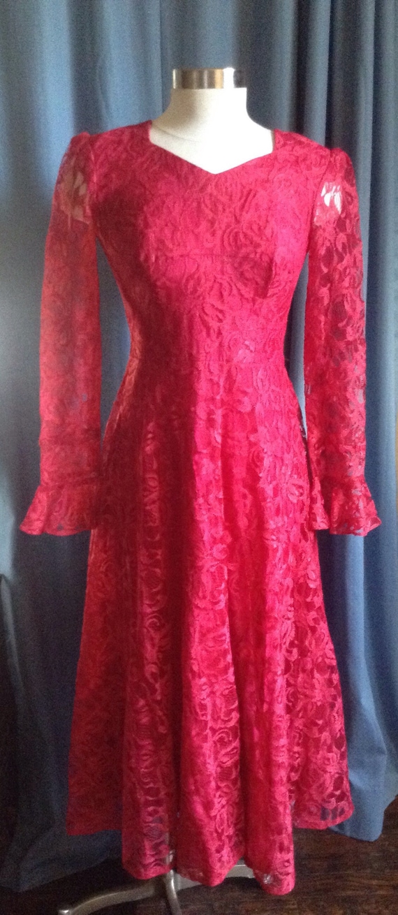 90's cranberry lace dress