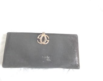 Vintage GUCCI billfold wallet black leather 1980's