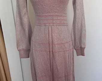 Vintage Wenjilli 1970"s metallic turtle neck Maxi dress