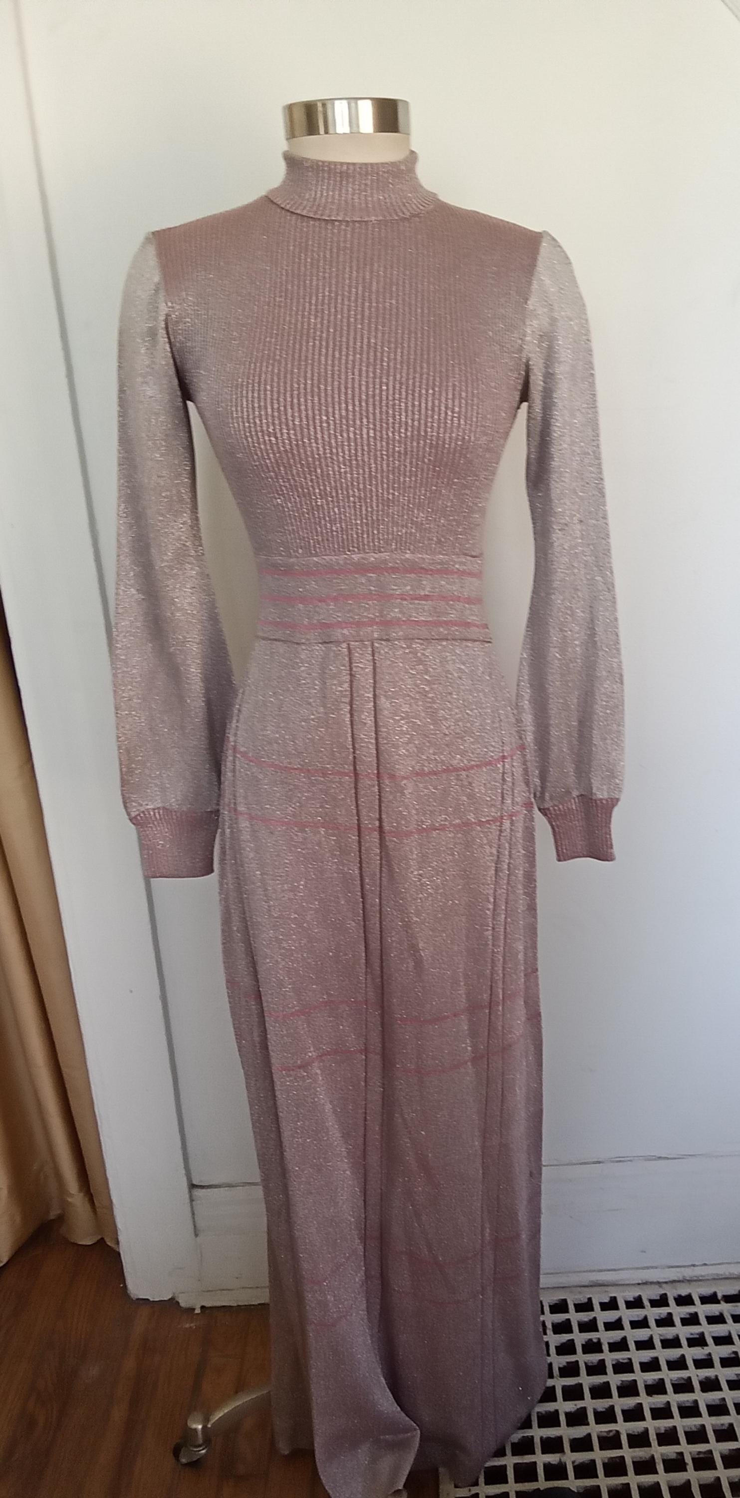 Vintage Wenjilli ニットワンピース ロング ピンクラメ イギリス