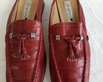Brighton 1990'S red Italian  leather JULIE slide in shoes