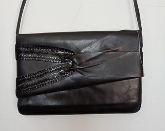 Vintage Jacobson"s shoulder bag made in Italy of super soft leather, black.