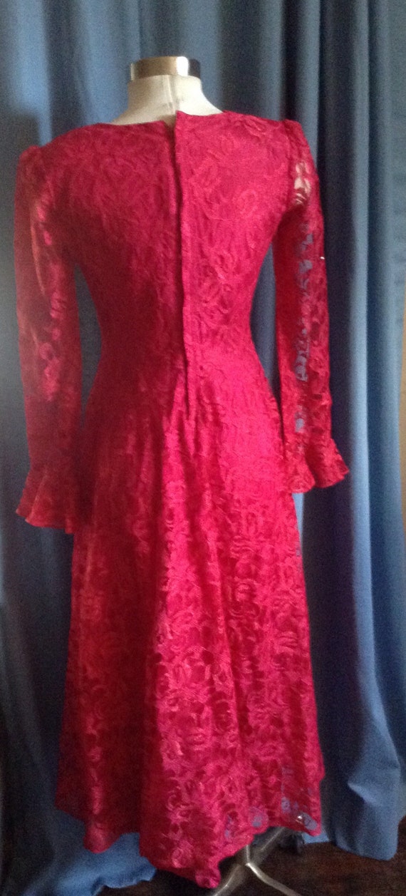 90's cranberry lace dress - image 3