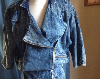 80's stone washed denim coat dress