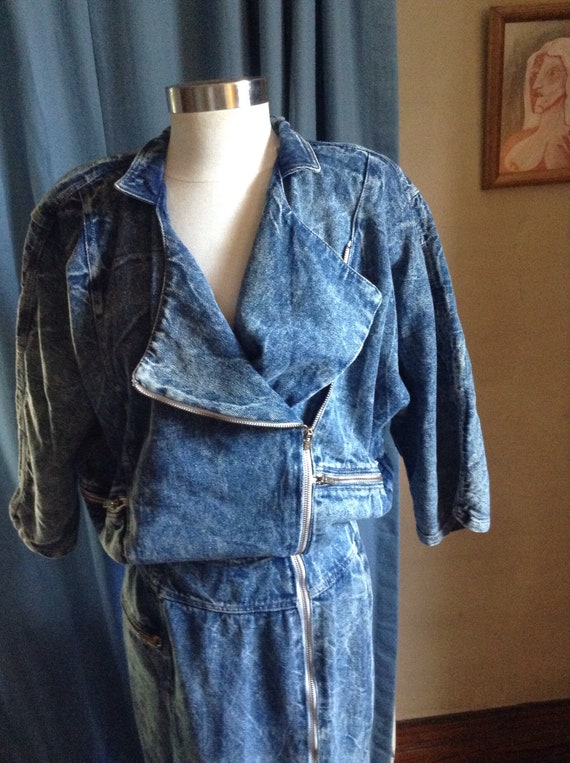 80's stone washed denim coat dress - Gem