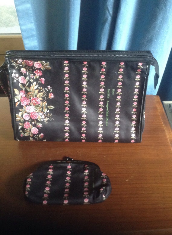 Vintage satin Karl Lagerfeld travel set Gem