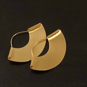 Fan Earrings, Dangle Earrings, Half Moon Earrings, Matte Silver Earrings, Matte Gold Earrings, Unique Earrings, Geometric Jewelry, Hoops image 4