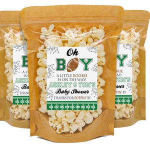 Football Baby Shower Favor, Popcorn Favor Bags & Labels, Football Theme Baby Shower Favors, Football Party Favor For Baby Shower, Boy Favors image 1