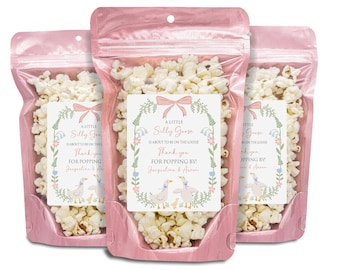 Pink Silly Goose Baby Shower Favors, Popcorn Bags & Stickers, A Silly Little Goose Is On the Way, Floral Geese Baby Shower Favor,Goose Favor