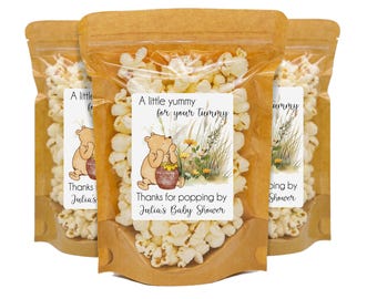 Classic Winnie The Pooh Baby Shower Favors, Popcorn Bags, Neutral Baby Shower Favors, A little hunny Is On The Way Baby Shower, Pooh Bear