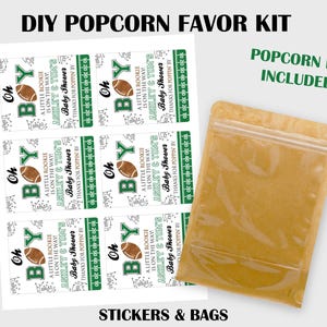 Football Baby Shower Favor, Popcorn Favor Bags & Labels, Football Theme Baby Shower Favors, Football Party Favor For Baby Shower, Boy Favors image 2
