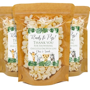 Jungle Baby Shower Favors, Safari Baby Shower Popcorn Bag Favors, Gender Neutral Baby Shower Favors, Safari Theme For Baby Shower Favors immagine 1