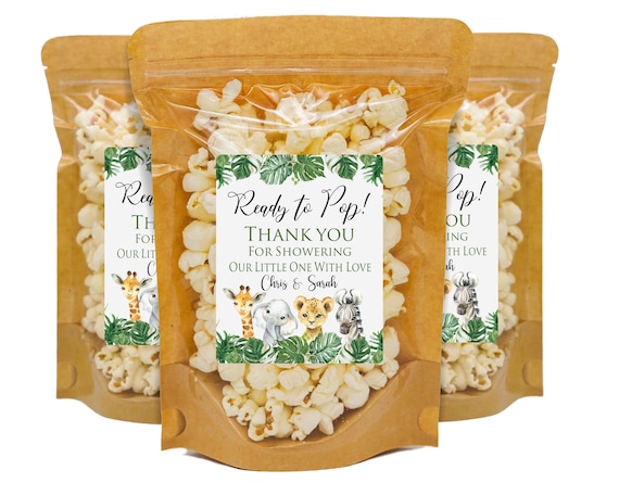 Jungle Baby Shower Favors, Safari Baby Shower Popcorn Bag Favors, Gender Neutral Baby Shower Favors, Safari Theme For Baby Shower Favors