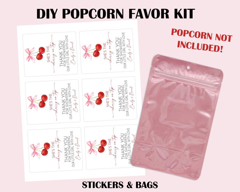 She's The Cherry On Top Baby Shower Party Favors, Cherry Baby Shower Favors, Cherry On Top Favors, Pink Bow Cherry,Coquette Cherry Bow Favor image 2
