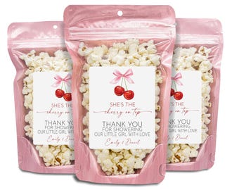 She's The Cherry On Top Baby Shower Party Favors, Cherry Baby Shower Favors, Cherry On Top Favors, Pink Bow Cherry,Coquette Cherry Bow Favor