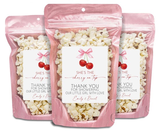 She's The Cherry On Top Baby Shower Party Favors, Cherry Baby Shower Favors, Cherry On Top Favors, Pink Bow Cherry,Coquette Cherry Bow Favor