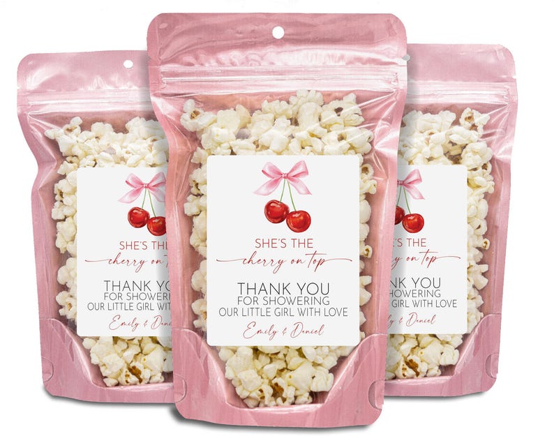 She's The Cherry On Top Baby Shower Party Favors, Cherry Baby Shower Favors, Cherry On Top Favors, Pink Bow Cherry,Coquette Cherry Bow Favor image 1