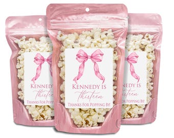 Tween Pink Bow 13th Birthday Party Favors, Coquette 13th Birthday Ideas Bow, Trendy Girl Birthday Party, Teen Girl Birthday Favors