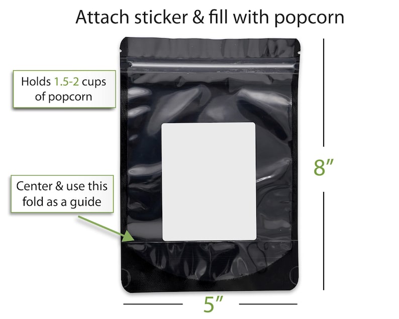 a black plastic bag with a white label, and there are measurements and instructions provided.