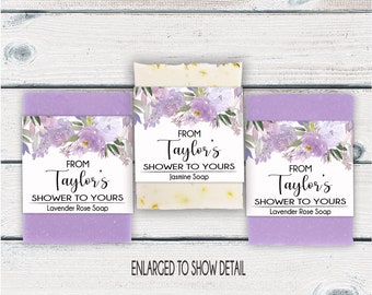 Purple Floral Bridal Shower Favors, Purple Floral Baby Shower, Lavender Soap Favors Bridal Shower, Purple Baby Shower Favors, Lilac Favors