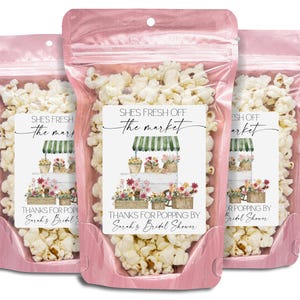Shes Fresh Off the Market Bridal Shower Party Favors, Popcorn Bags and Stickers, Shes Off The Market Favors, Rustic Bridal Shower Favors
