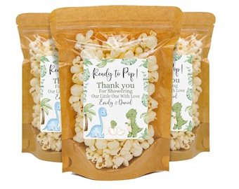 Boy Dinosaur Baby Shower Party Favors, Popcorn Bags and Stickers, It's a Boy Dinosaur Baby Shower Favors, Boho Dinosaur, Dino Baby Shower