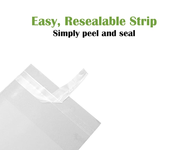 Pu&ograve; includere: Un sacchetto di plastica trasparente richiudibile con una striscia peel and seal. Il testo "Easy, Resealable Strip" e "Simply peel and seal" &egrave; stampato sul sacchetto.