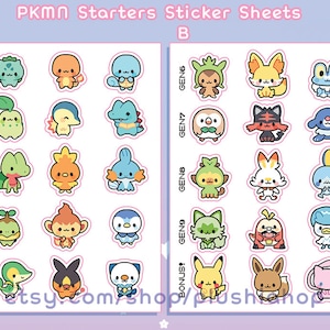 PKMN Mini Starters Sticker Sheet