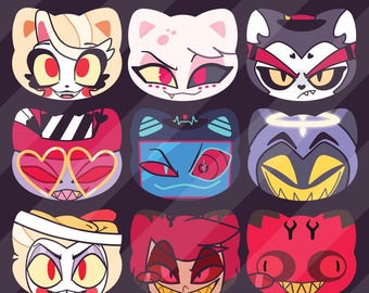 Hazbin Hotel Cat Buttons