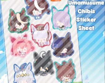 Foglio di adesivi Umamusume Chibi